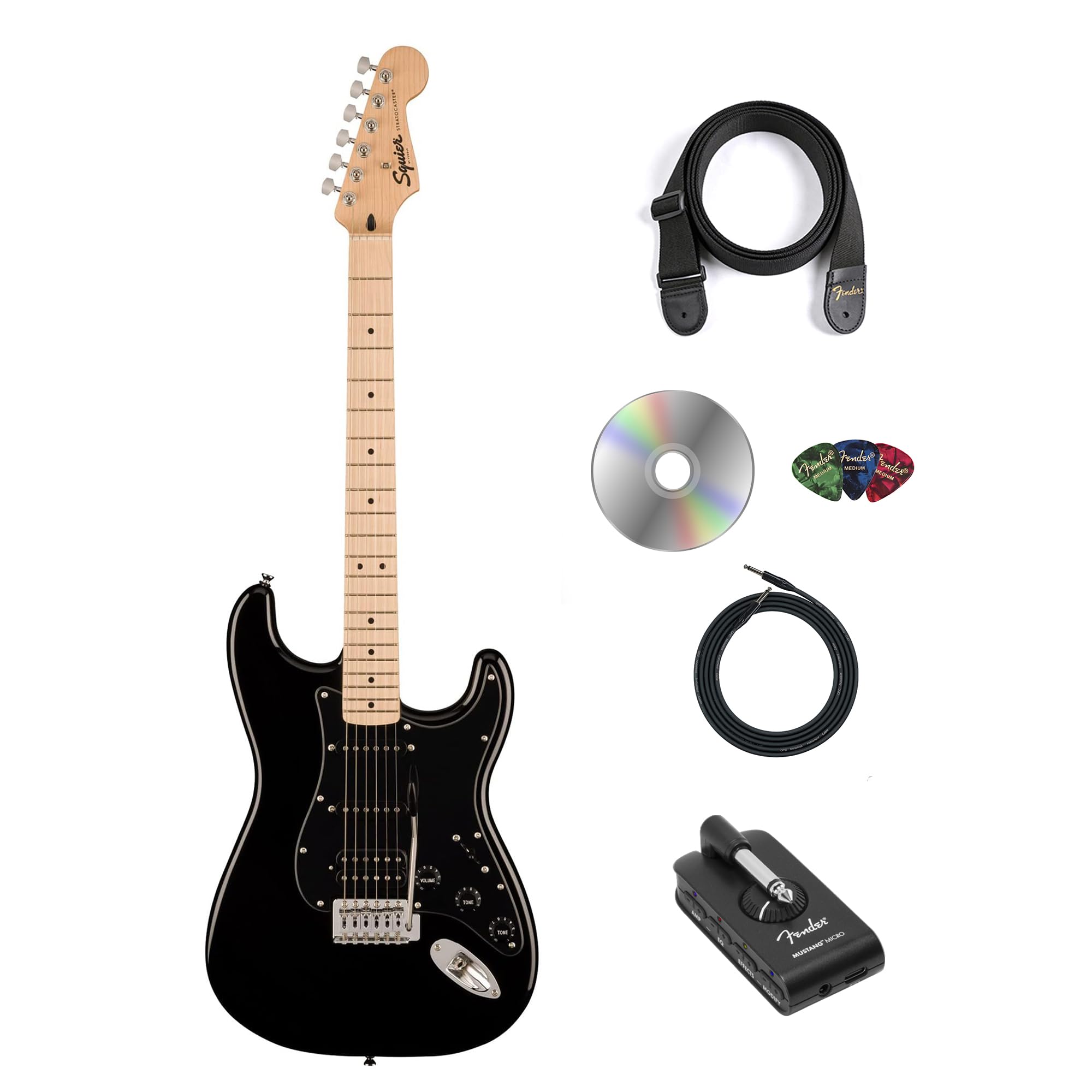 Amazon.com: Fender Squier Sonic Stratocaster HSS - Black Bundle