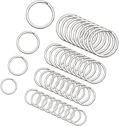 Miniatura 8 de EXCEART 160 Pcs Key Ring Key Rings for Keychains Nickel Plated Flat Circle Stainless Steel