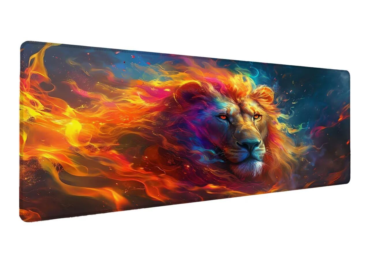 Alfombrilla Ratón, Alfombrilla Gaming León XXL 1200x600x3mm, Extendida Base de Antideslizante Caucho Mouse Pad Frío, Protector Escritorio con Bordes Cosidos, Mejora la precisión y la Velocidad D-9