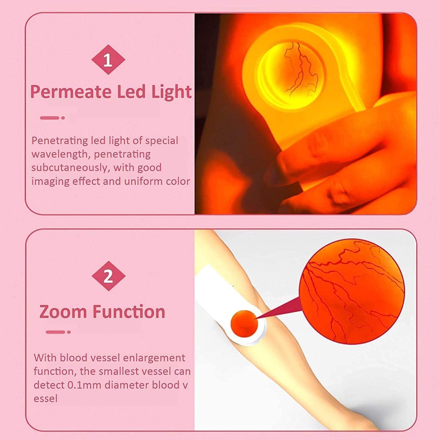 Luci a penna Cercatore di vene for infermieri Visualizzatore di vene vascolari mediche con ingrandimento vascolare, addebitabile for venipuntura su varie pelli for cliniche ospedaliere.