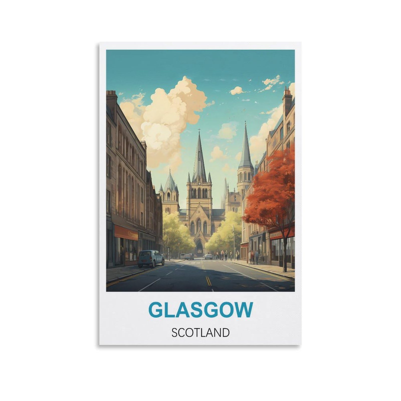 EZMLFA 5D Diamond Art Kits for Beginner,Glasgow Scotland,DIY Round Full Drill Crystal Art Craft Painting for Home Wall Decor 40x50cm