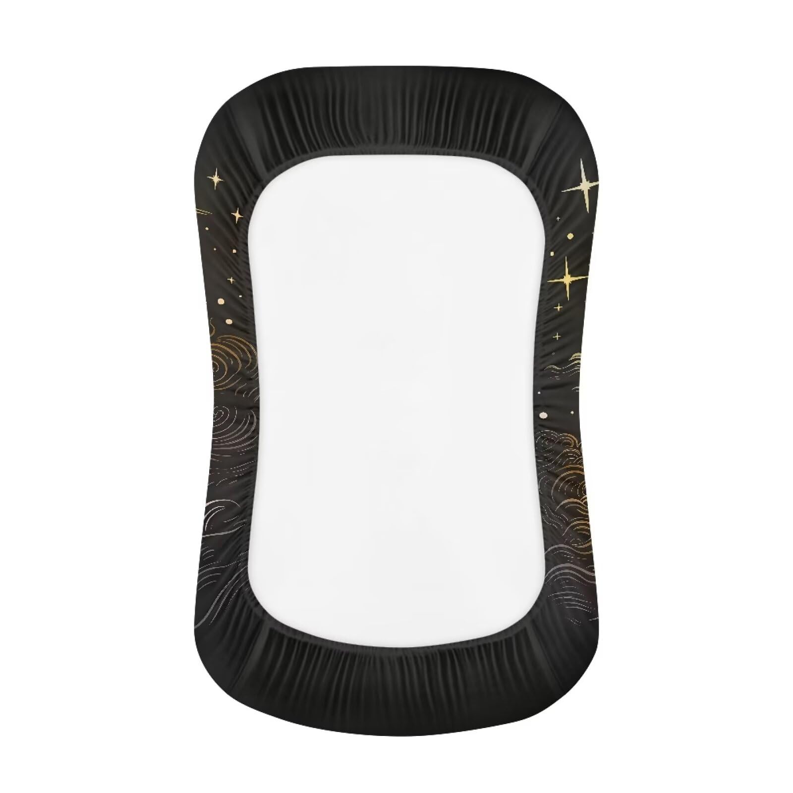 Tongluoye Moon and Star Baby Lounger Cover 0-24 Months Soft Stretchy Newborn Lounger Cover Snug Fitted Removable Slipcover for Infant Padded Lounger Baby Nest Case 31.5in x 21.3in Black