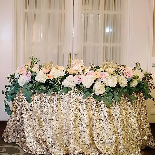TCBESTO 108 Inch Round Champagne Sequin Tablecloth