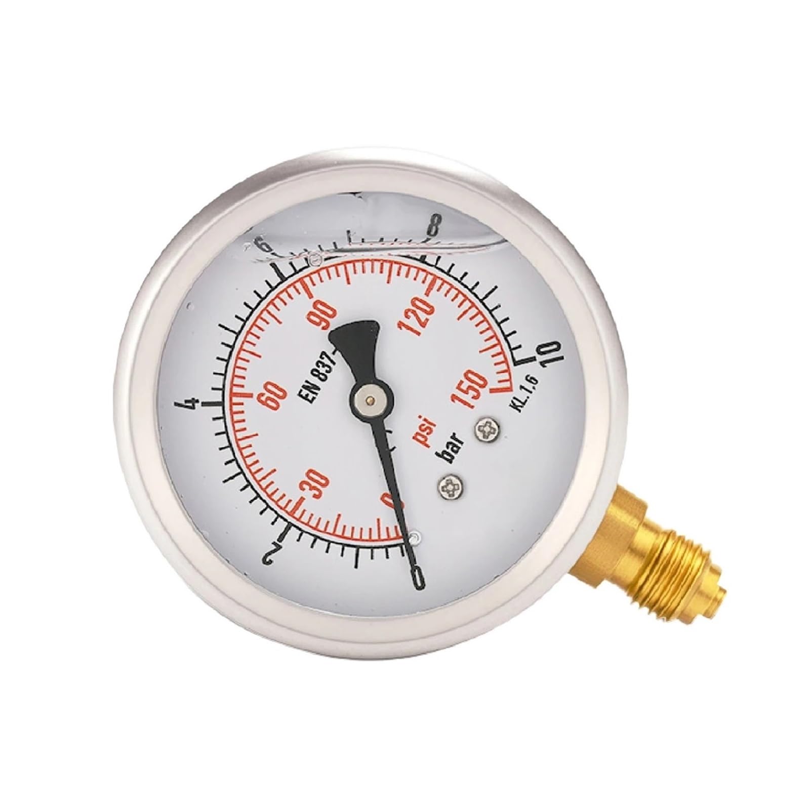 Manómetro, Manómetro de acero inoxidable a prueba de golpes, medidor de presión de gas y aceite hidráulico G1/2 de alta precisión de grado industrial de 0 a 1000 bar | 0-60bar