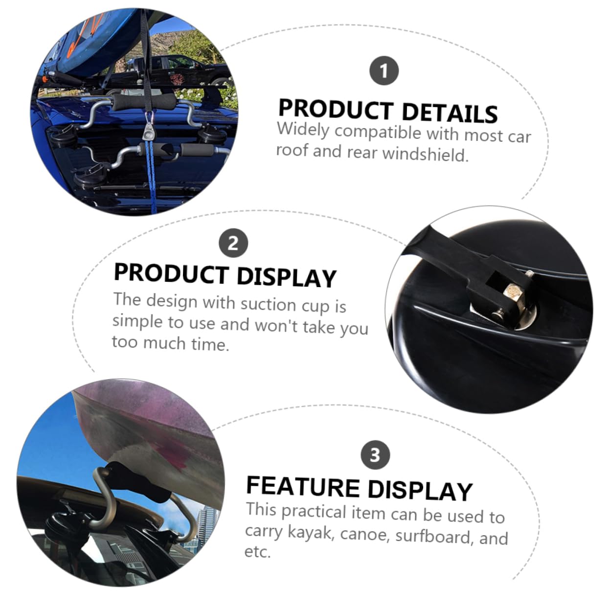 GALPADA Aluminum Alloy Boat Roller Assist Loader with Suction Cup for and Canoe Loading Supports Up to Durable and Sturdy Design for Car Roof Racks