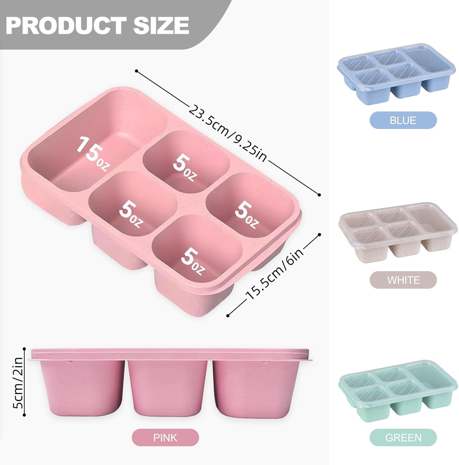 Eidoct 4 Pack Snack Containers, 5 Compartments Bento Snack Box - Image 2