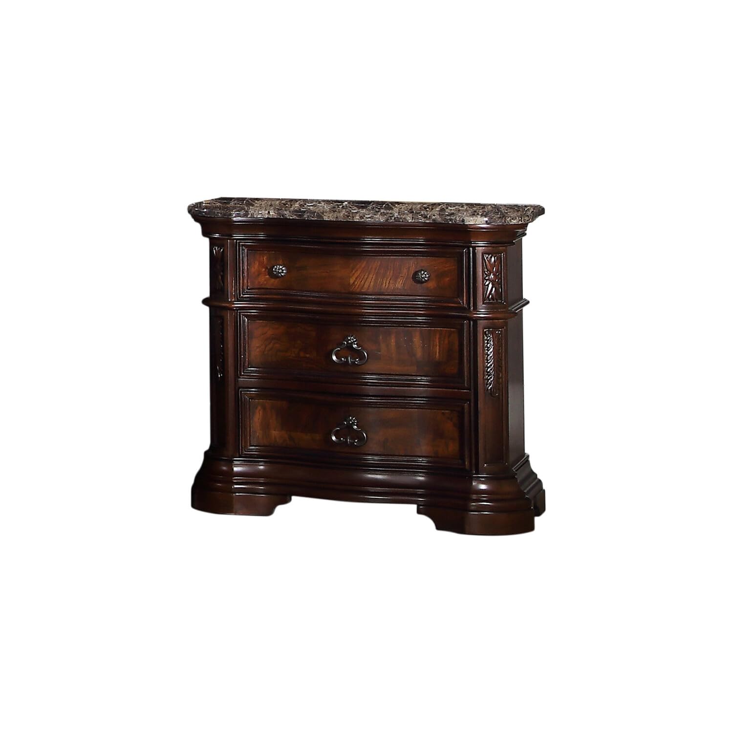 Best Master Furniture Bathory 3 -Drawer Walnut Solid Wood Nightstand 30 in. H x 32 in. W x 18 in. D B1003WN