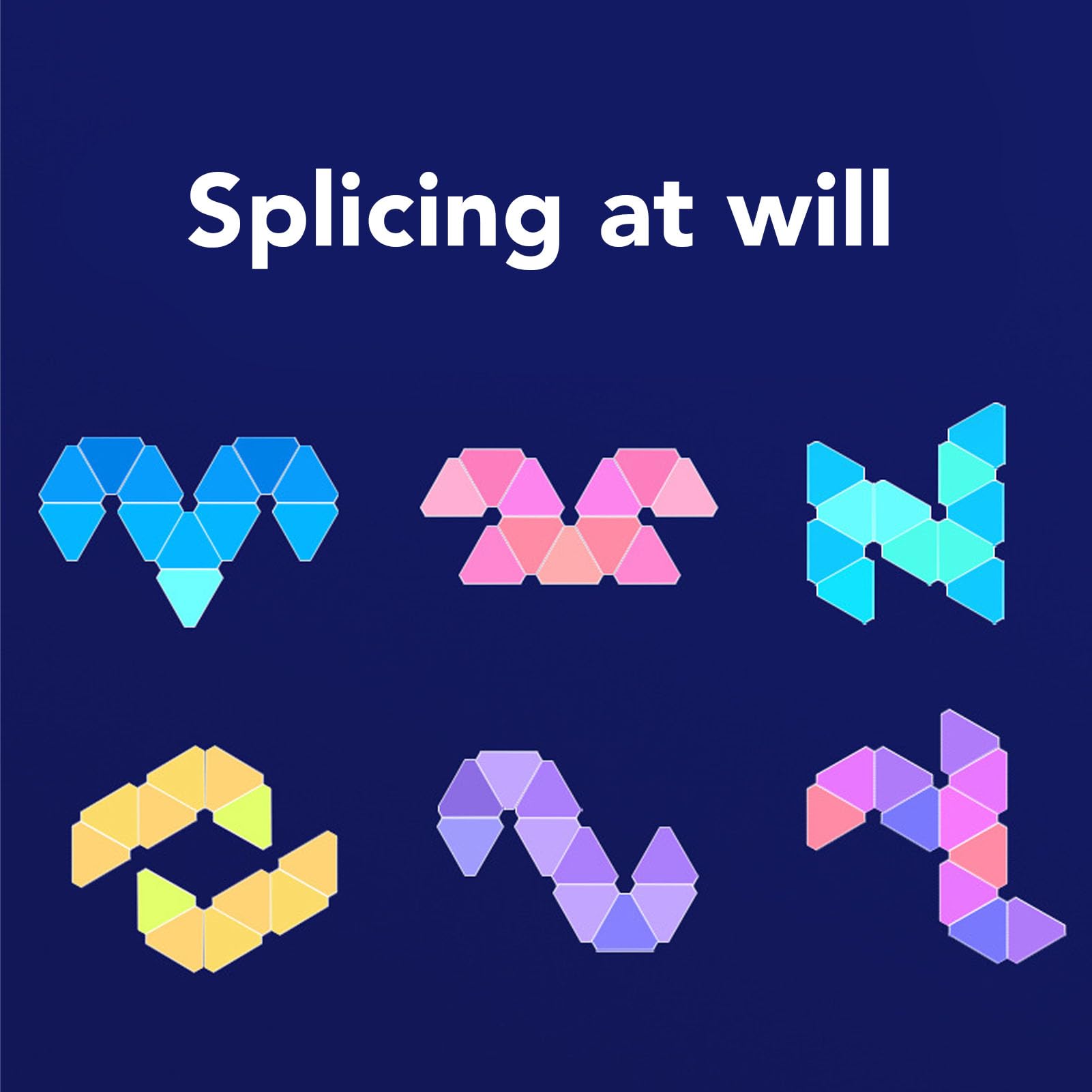 Pilipane Kit luce parete a led RGB Smart Wifi Music Sync Color Cambiazioni di controllo Triangolare APP VOCE REMOTO per arredamento per la camera da letto per la camera da gioco
