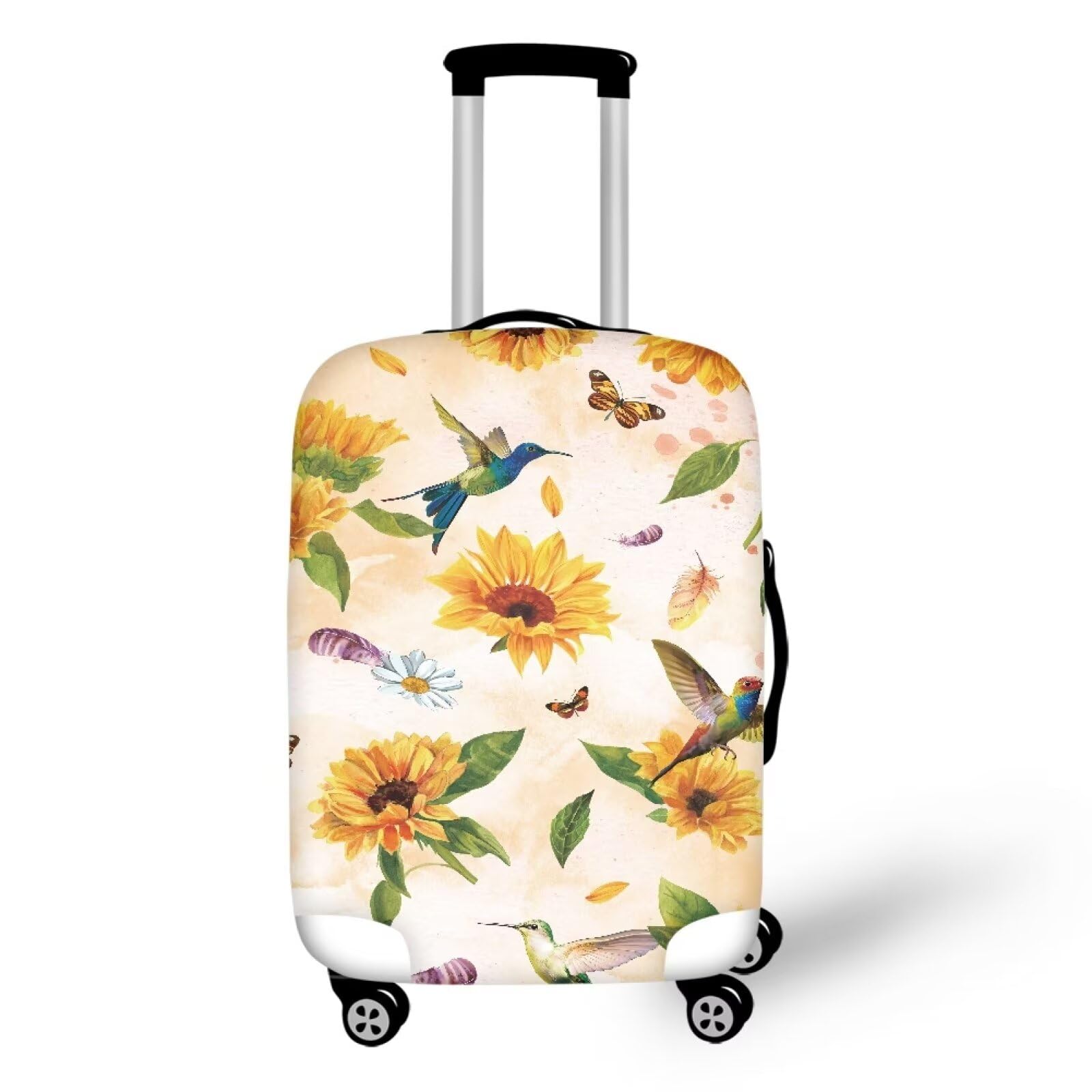 Pzuqiu Hummingbird Sunflower Luggage Cover Elastic Washable Suitcase Protector Travel Suitcase Cover for Kid and Adult, S (Fit 18-21 Inch Suitcase)