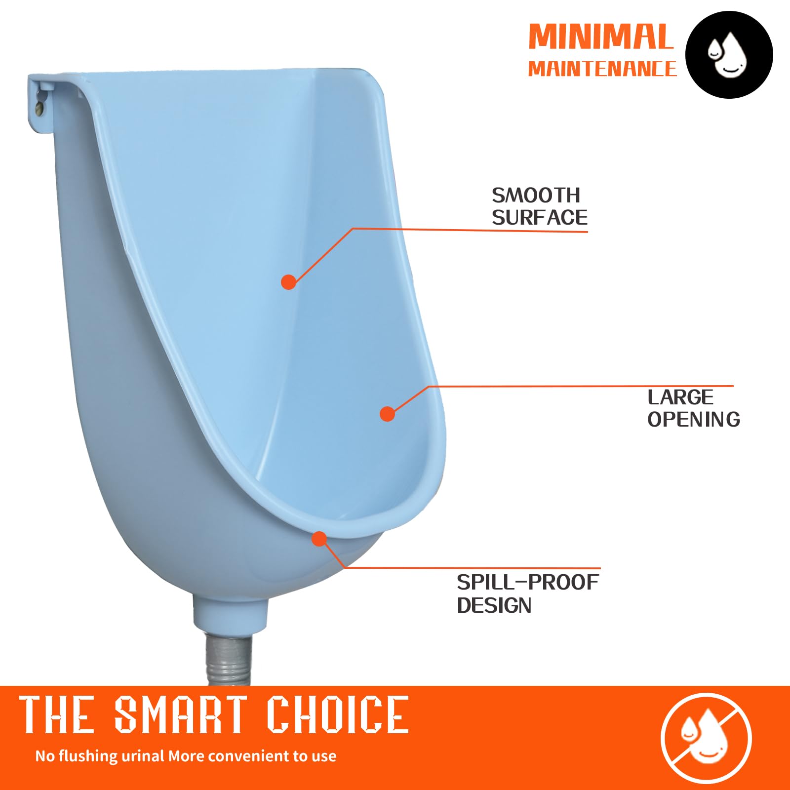 Urinario de garaje sin agua para hombres, urinarios de plástico para hombres, desviador de orina al aire libre, orinales montados en la pared para hombres, baño, sin taladro, orinal autoadhesivo para
