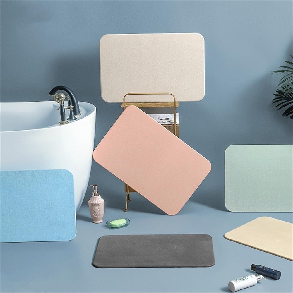 Alfombrilla de baño anslizante de diatomita 40 x 30 cm de secado rápido de piedra natural para su de baño fácil de limpiar absentediseño azul
