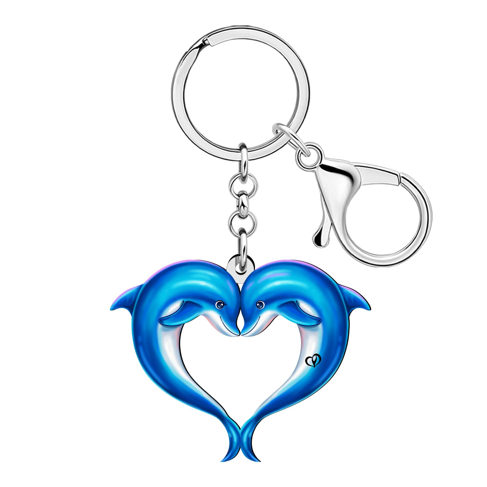 DOWAY Acrylic Blue Dolphin Keychain Ocean Charms Dolphin Gifts for Women Animal Lovers Kids Girls Backpack Purse Accessories