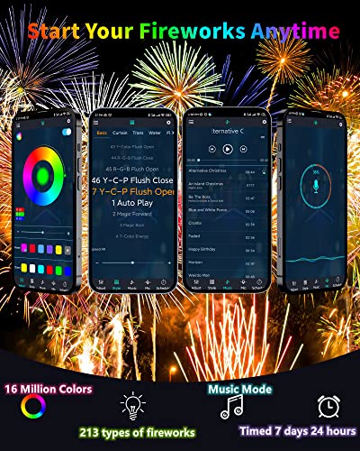 Fireworks Led Light Strips Rgb String Lights Firework Clap Light App Remote Control, Smart Led Rope Lights Indoor Decor For Bedroom Tv Backlight Dream Color Light Strip, 5050 240 Led, 60 In+20 In*13 #TOP4