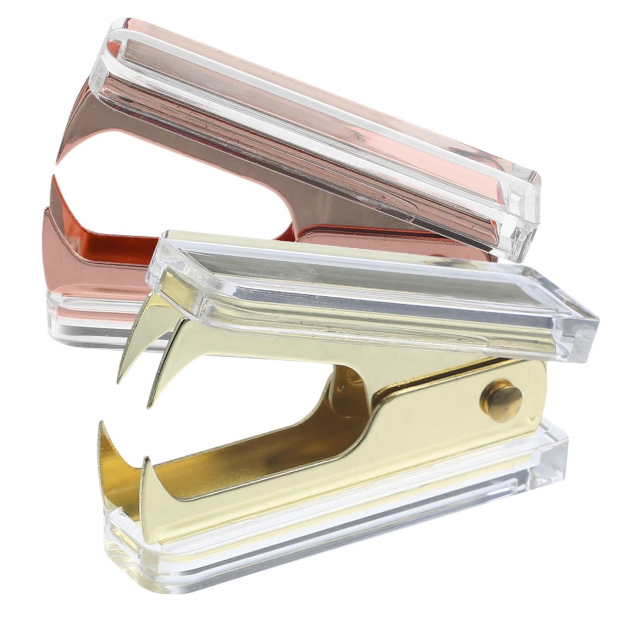NUOBESTY 4 Set Levapunti Acrilico Per Ufficio Strumento Manuale Per Rimuovere Graffette Design Elegante Oro E Rosa Oro Per Scrivania E Ufficio 2 Pezzi * 4