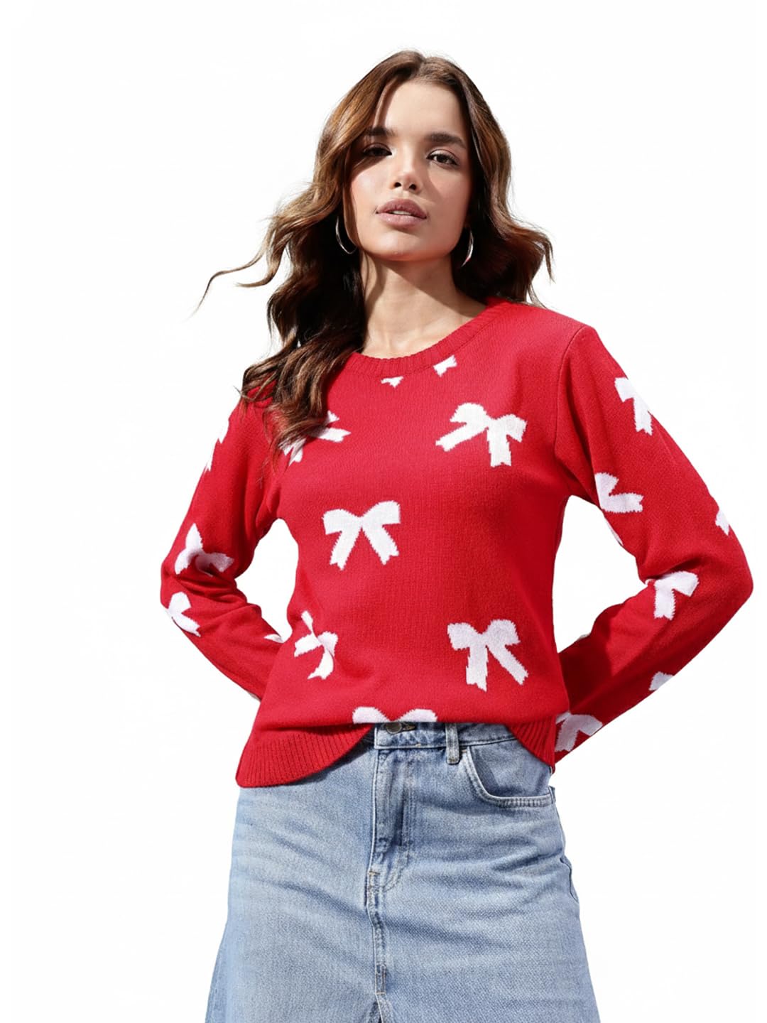 kasma Women’s Acrylic Round Neck Printed Sweater – Stylish Long Sleeve Winter Pullover with Soft Warmth & Trendy DesignKSM-26-picture-39