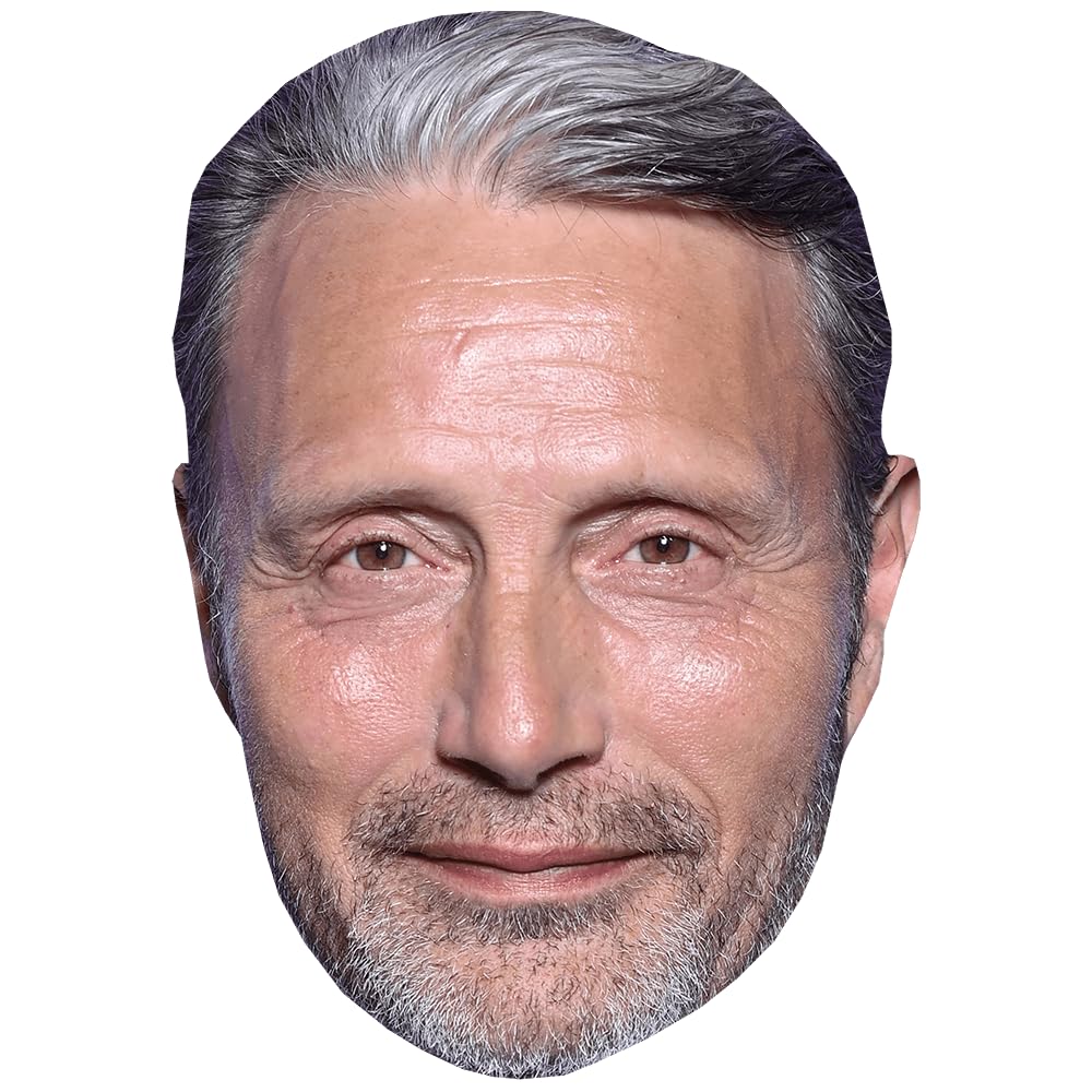 Celebrity Cutouts Lifelike Mads Mikkelsen (Smile) Celebrity Mask, Flat Card Face, Fancy Dress Mask