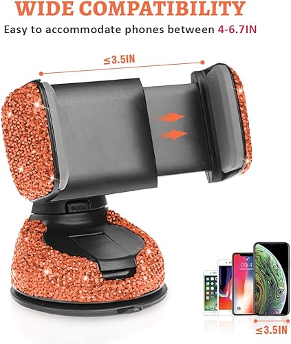 Miniatura 9 de eing Soporte de teléfono celular para automóvil con una base de ventilación más, soporte universal de cristal brillante para tablero, parabrisas y