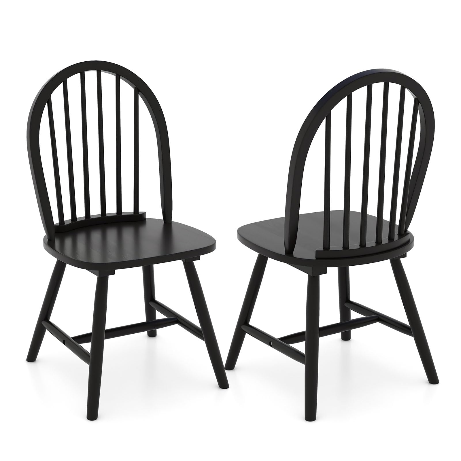 Safeplus 18" Oak Dining Chairs Set of 2, Wood Windsor Chair with Spindle Back for Country Farmhouse Kitchen Island (no seats)