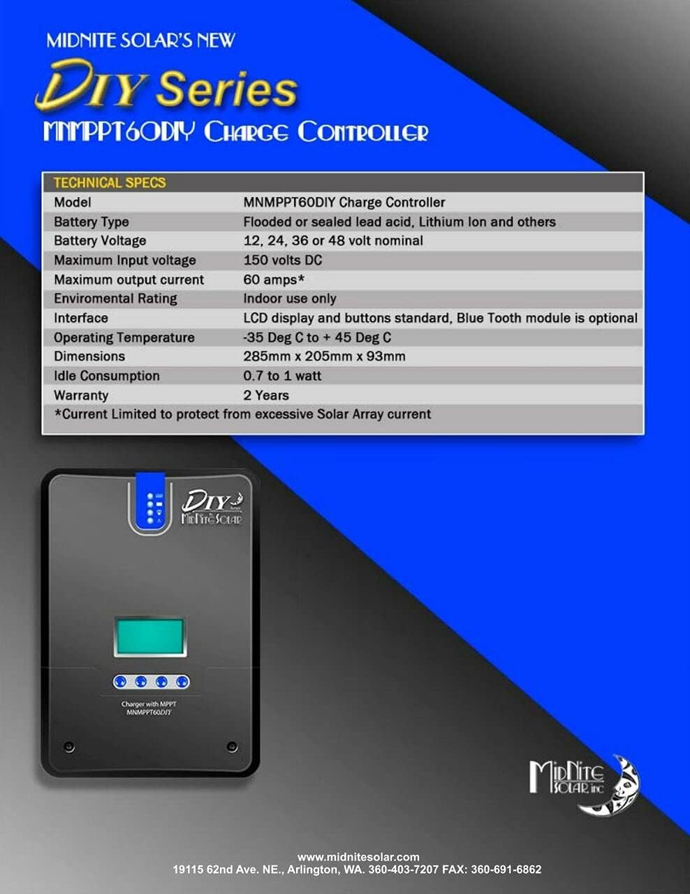 MidNite Solar MNMPPT60DIY DIY Charge Controller 60A 150V