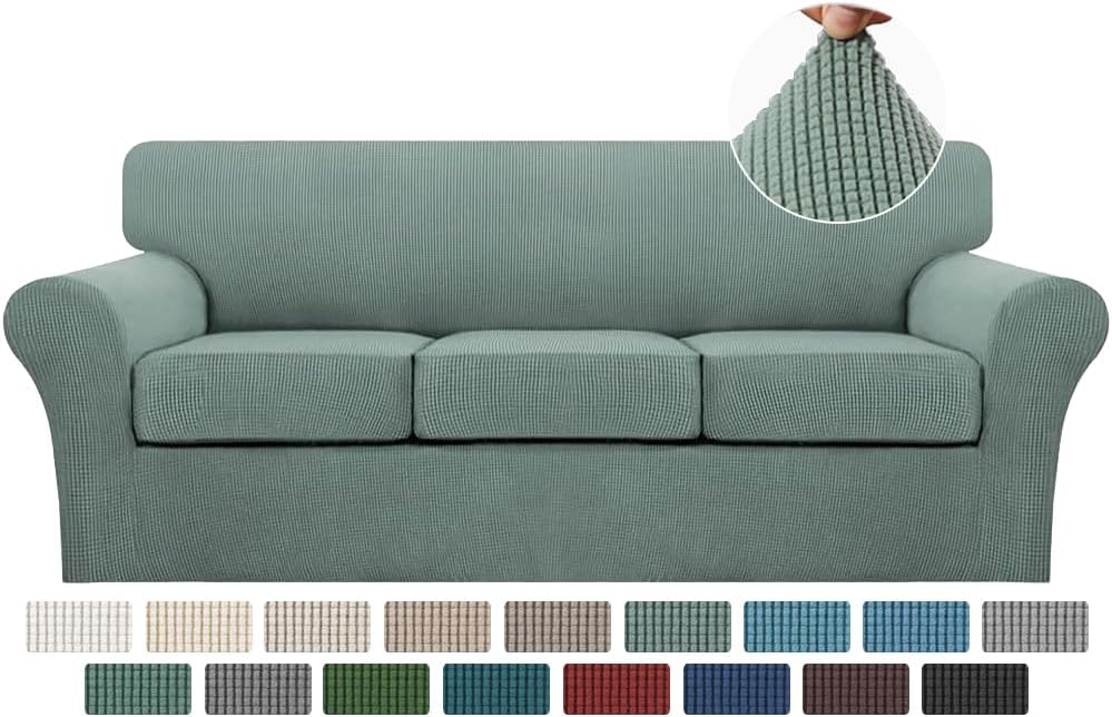Turquoize 4 Piece Sofa Covers for 3 Cushion Couch Sofa Slipcover Soft Couch Cover for Dogs-Washable Sofa Furniture Covers with 3 Individual Cushion Covers,Jacquard Fabric (3 Cushion Sofa, Dark Cyan) Sofa (3 Cushion) Dark Cyan