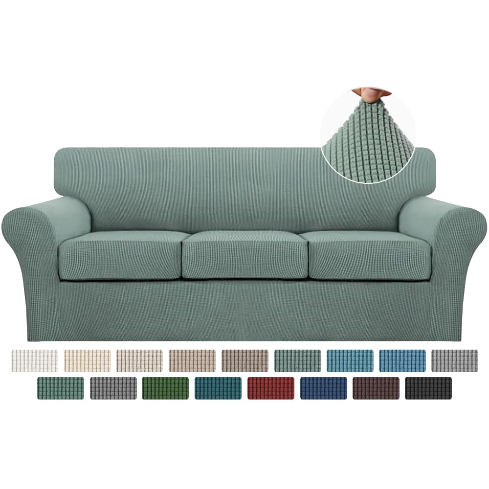 Turquoize 4 Piece Sofa Covers for 3 Cushion Couch Sofa Slipcover Soft Couch Cover for Dogs-Washable Sofa Furniture Covers with 3 Individual Cushion Covers,Jacquard Fabric (3 Cushion Sofa, Dark Cyan)