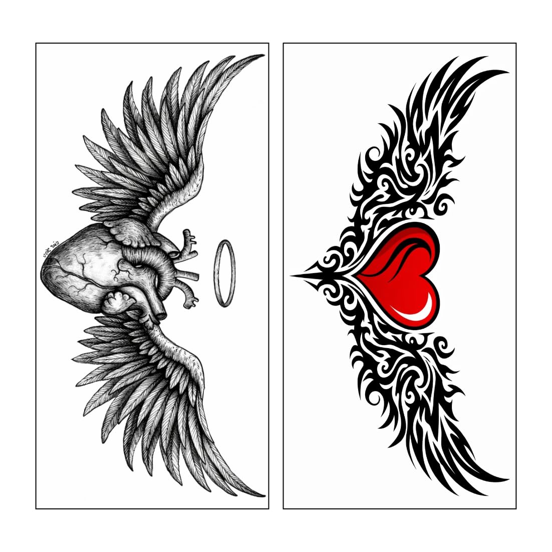 Black Heart & Red Heart Art Temporary Tattoo Sticker Combo Pack For Both Hand-image-9