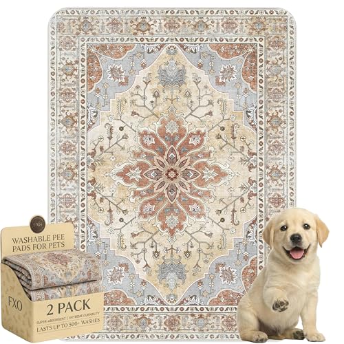 Image of Washable Pee Pads for Dogs,Great Urine Absorbent Reusable Puppy Training Pads,Waterproof,Leak-Proof & Non-Slip Potty Pads for Whelping,Crate,Playpen,Bed.(Orange Amber Floral,18 inchx24 inch)