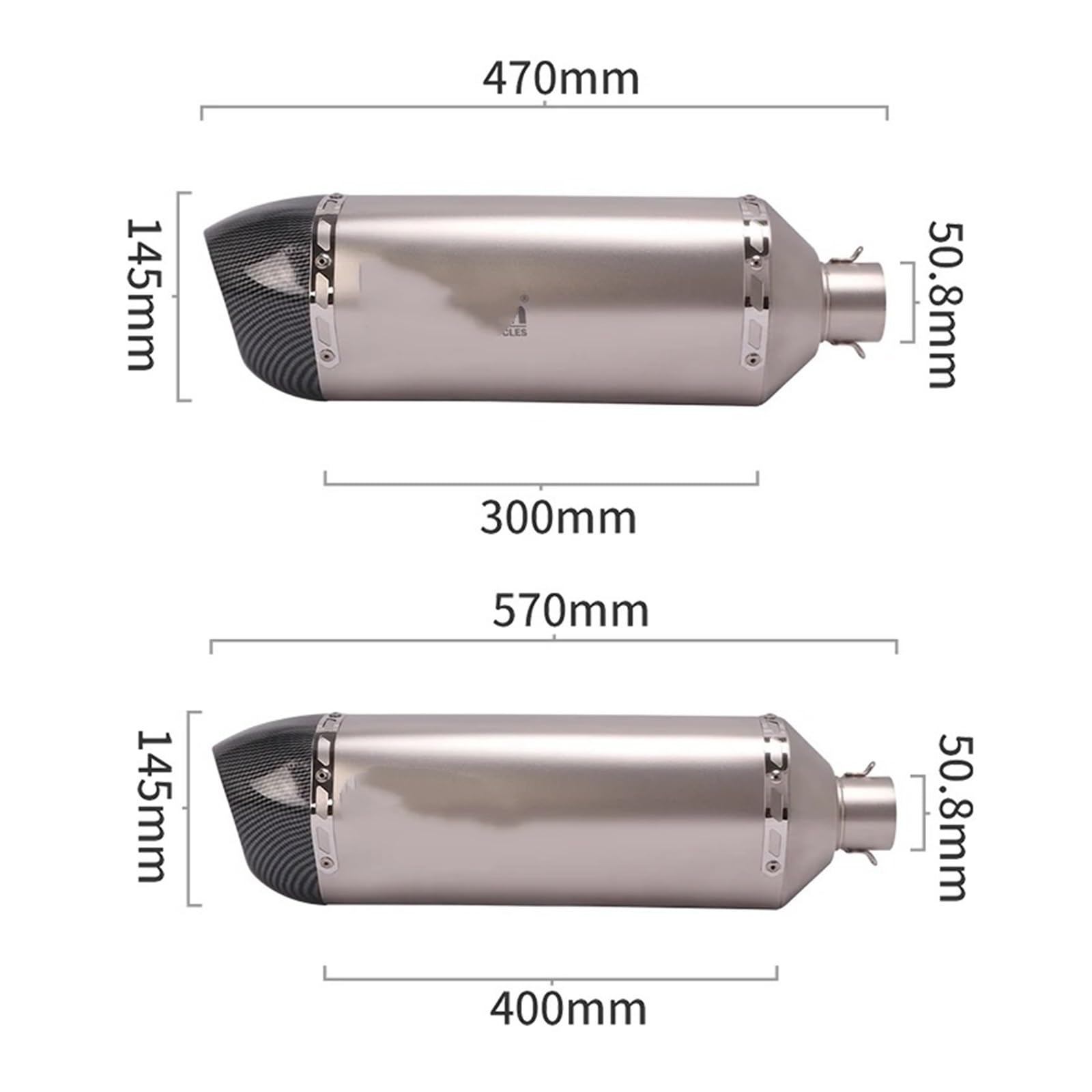 rura wydechowa 470MM 570MM Uniwersalny Tłumik Wydechowy Motocykla Pasuje Do Honda PCX125 150 R6 TMX530 CB500 R1(570mm-C)