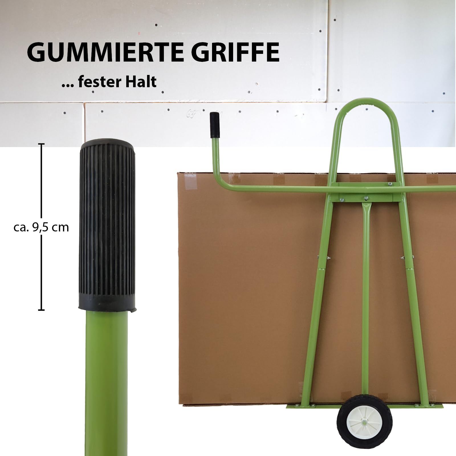 TRUTZHOLM Plattenwagen Stahl pulverbesichtet rostfrei Tragkraft 300 kg Aufstellbreite 18 cm Aufstellhöhe 128 cm pannensichere Vollgummiräder Plattentransportwagen Transportwagen Plattenkarren in Grün