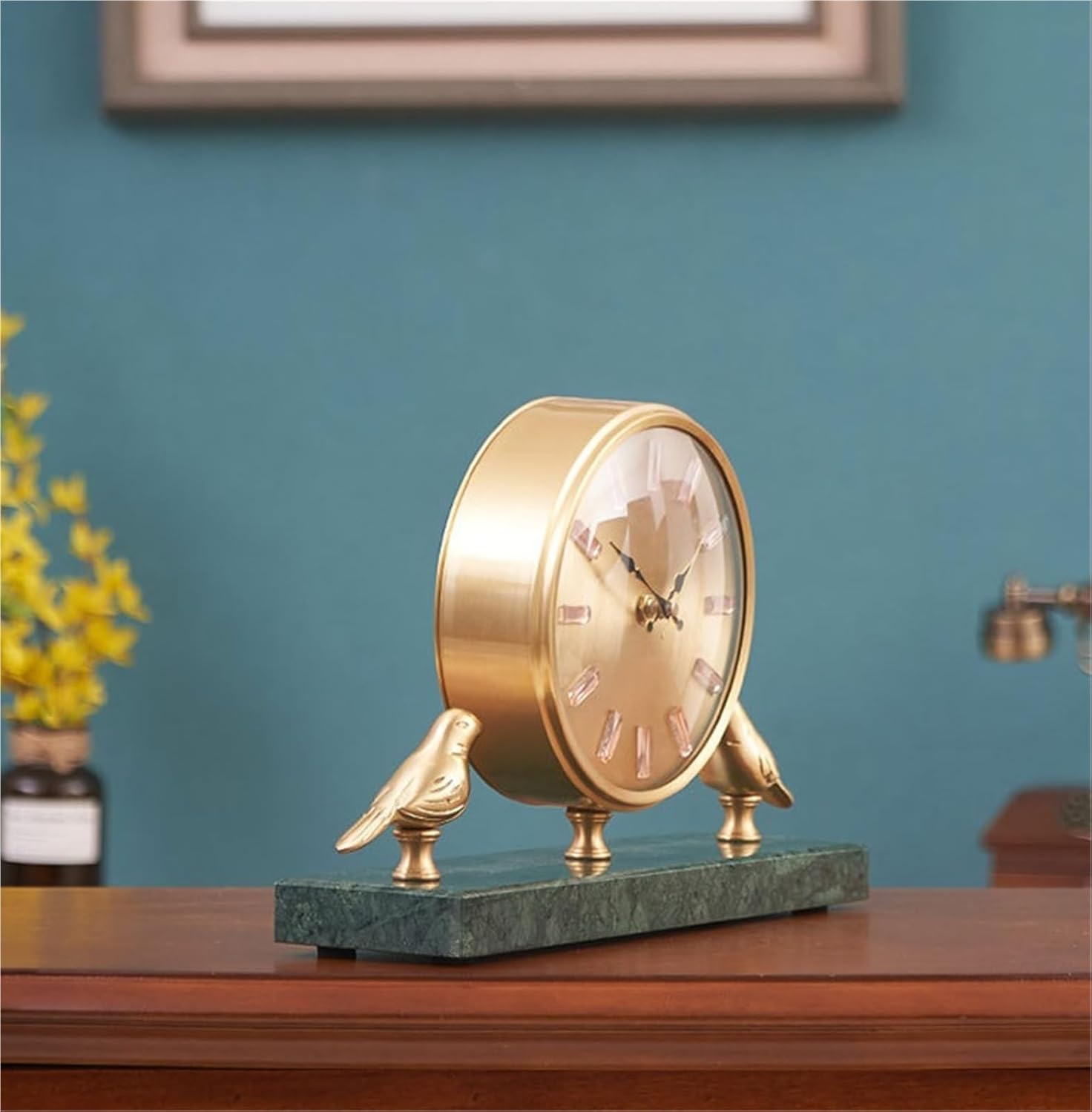 Mantel Table Clock Simple Table Clock Living Room Creative Retro Clock Office Desktop Clock Ornaments Home Decor Living Room Home Decor(Pink)