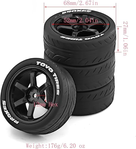 Miniatura 9 de Lifehead - Neumáticos y ruedas para 110 RC On-Road Touring Drift Car HSP Tamiya XV01 TT01 TT02 HPI Kyosho FAZER MK20.472 in Hex