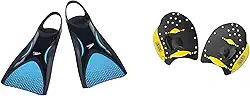 Kit Natação Speedo Nadadeira Power Fin Pé de Pato + Palmar Power Paddles Treinamento e Fortalecimento