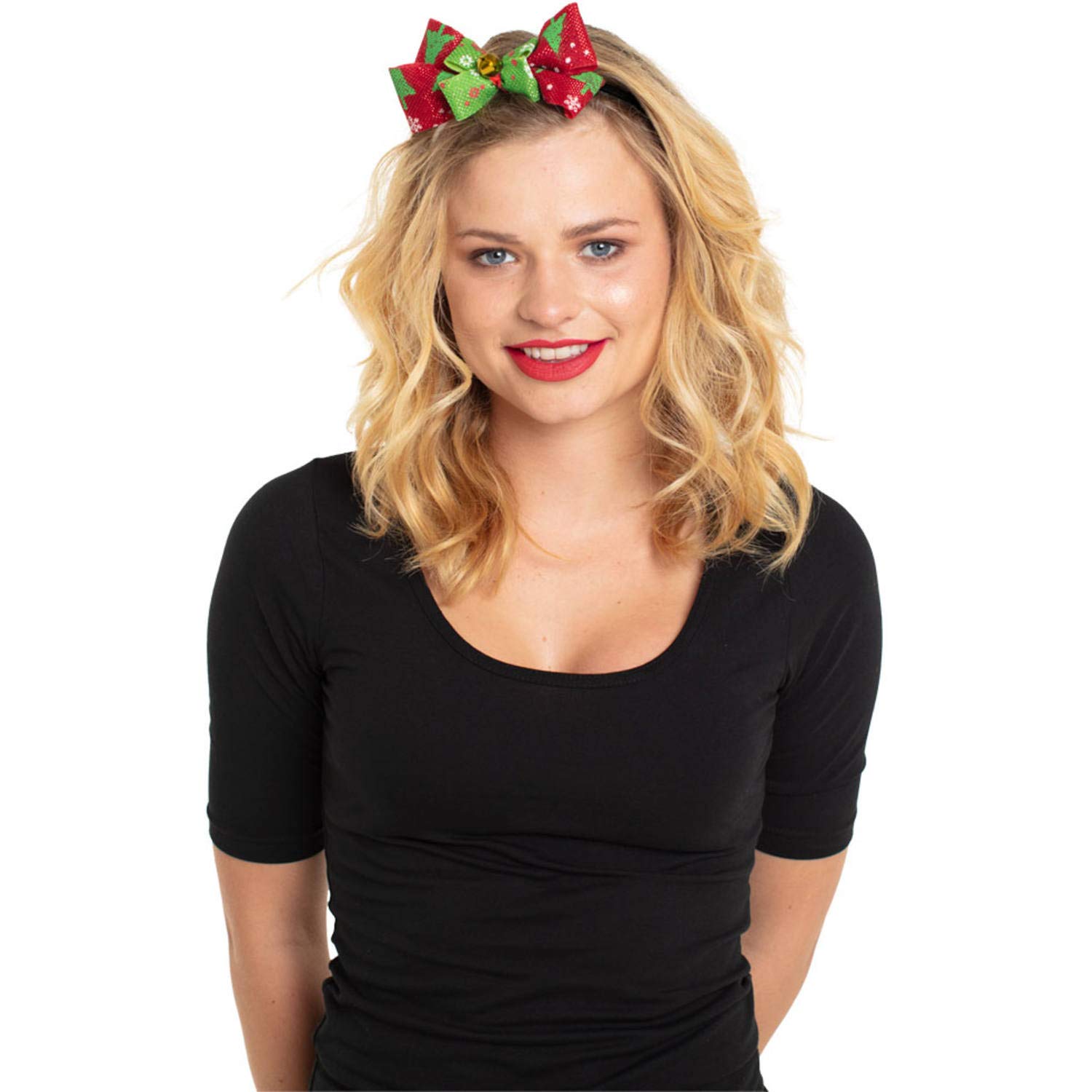 Folat - Bowtie/Hairband Christmas with Bell Red-Green, ?3 x 15 x 18 cm - Image 2