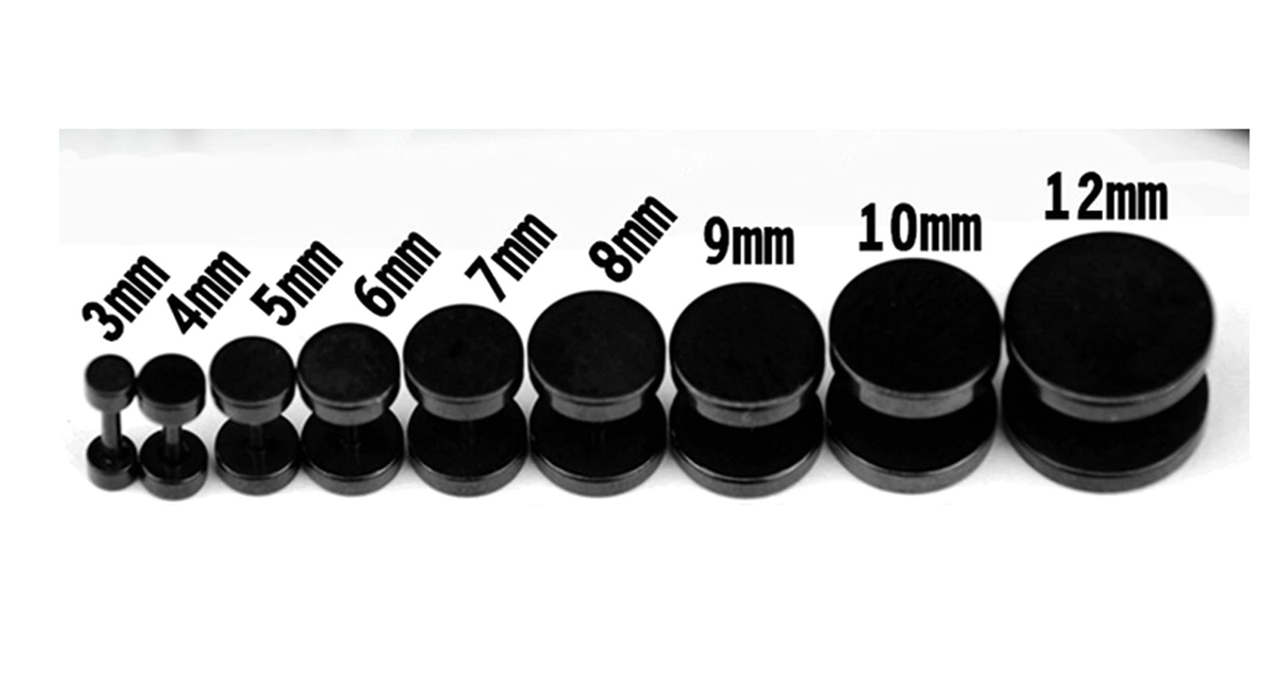 YDYDTTKD Edelstahl-Ohrringe für Damen und Herren, Ohrstecker Silber/Schwarz/Gold, rund, 3–14 mm, Damen-Set