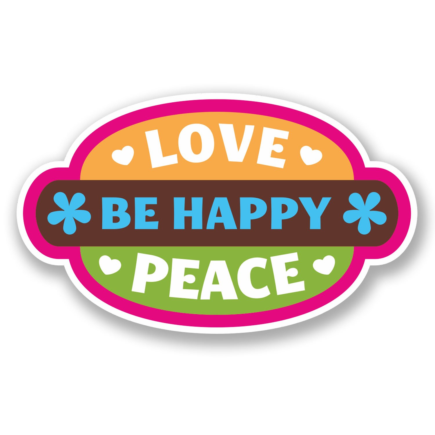 Destinationvinyl Girls Multi 2 X 10Cm Love Peace Be Happy Vinyl Decal Sticker Laptop Surf Flower #5656 (10Cm Wide X 6Cm Tall)