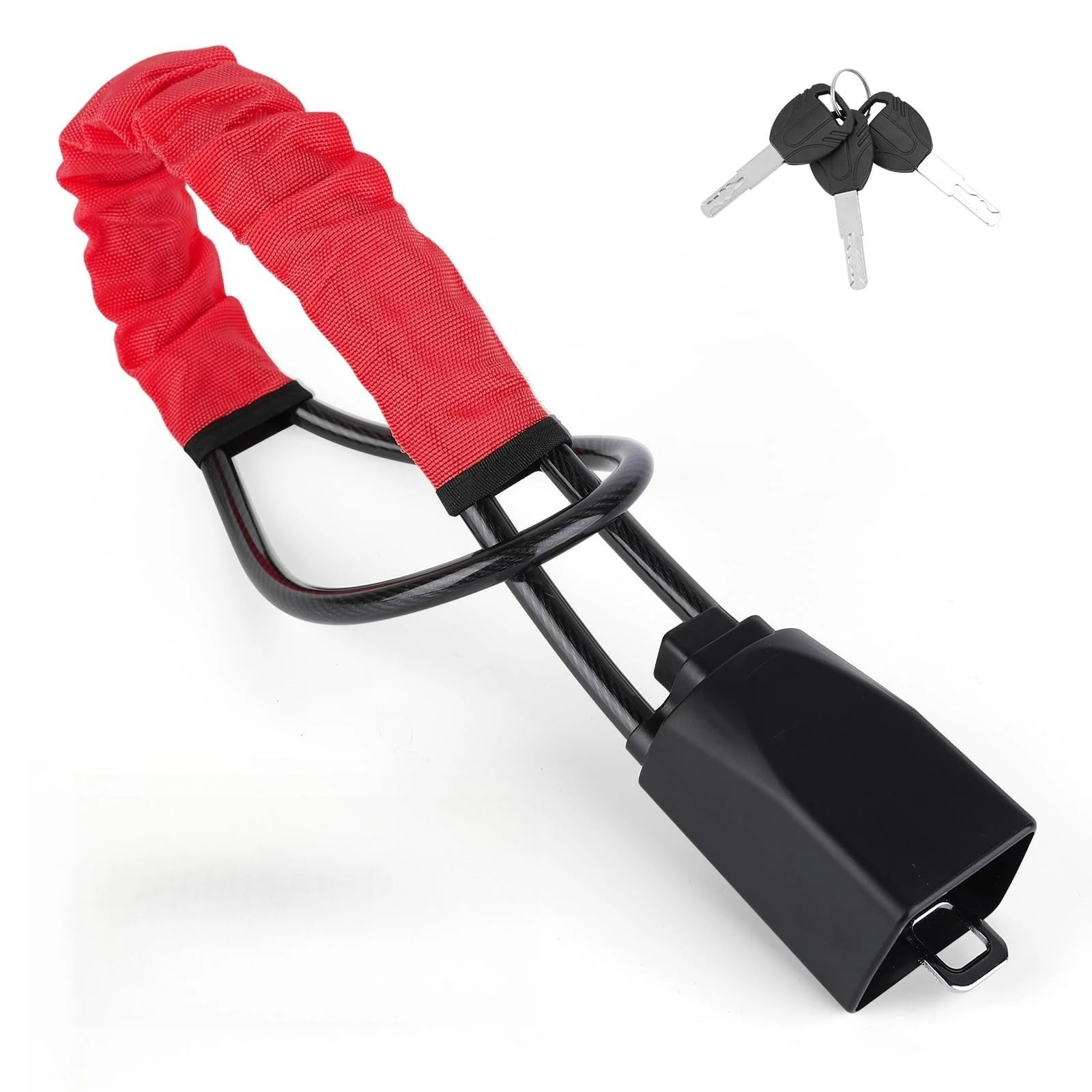 Cvndts Red Steering Wheel Lock Heavy Duty Steering Wheel Lock Anti-Theft Device With 3 Keys, Compact Seat Belt For Car Suv Truck Seat Belt Lock(Red)