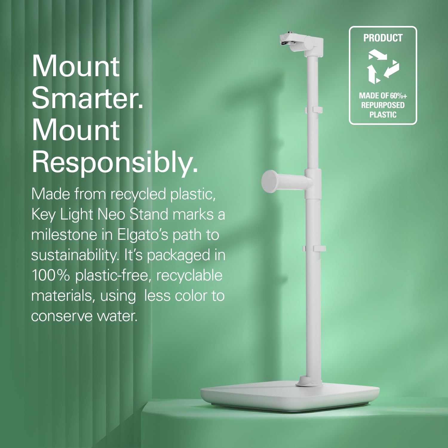 Stand for Key Light Neo – Supporto da scrivania con base appesantita, altezza e inclinazione regolabili, supporto per cuffie, bianco pulito – Per Key Light Neo o Facecam Neo
