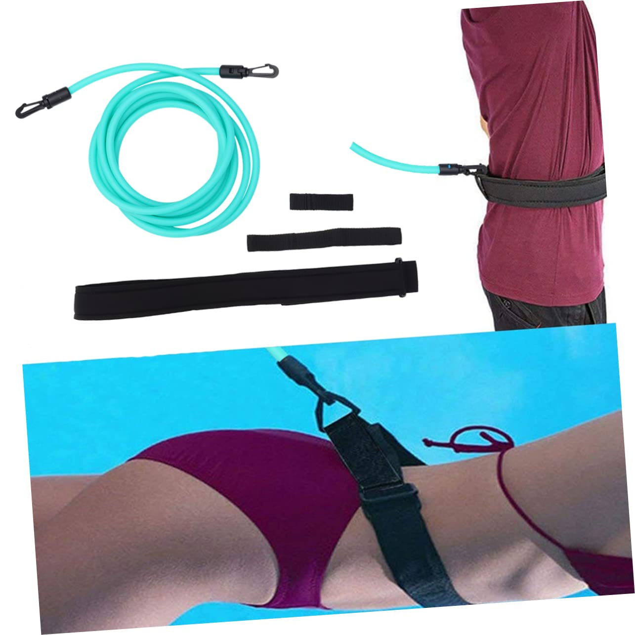 TOBBOMEY Swim Pull Buoy Adult Swimming Accessories Resistance Belt Elastic for in-Place Training