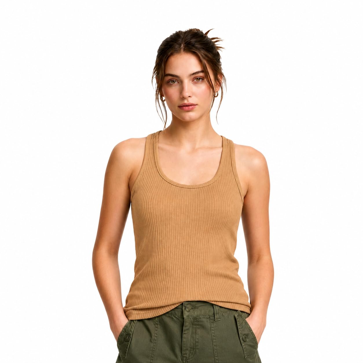 Women’s Ribbed Sleeveless Tank Top – Scoop Neck, Stretchable & Comfortable-picture-12