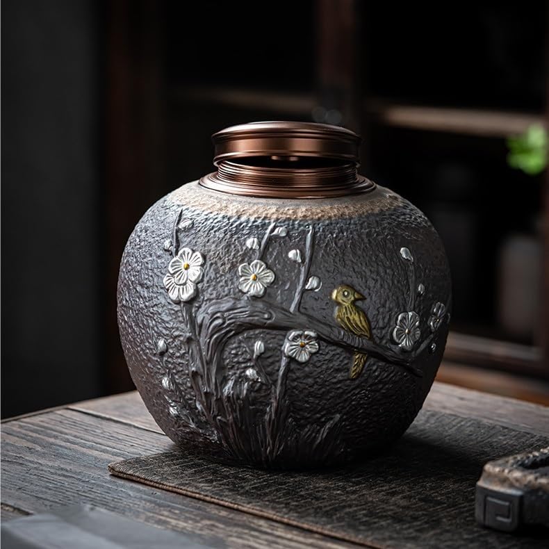 Dzbanek na herbatę Ceramiczne puszki na herbatę, duże gospodarstwa domowego zielonej herbaty, szczelne puszki na herbatę, czarne opakowania herbaty, uszczelnione garnki ceramiczne. Kuchenne pojemniki