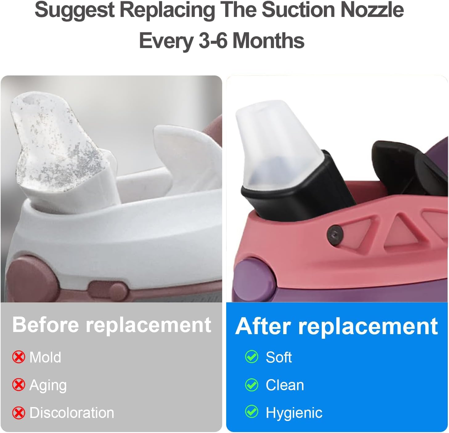 SNEGDO 4 Pcs Replacement Spout Compatible with Newest Contigo Aubrey Kids Water Bottle, Silicone Mouthpiece Replacement Parts Compatible with Contigo Kids Water Bottle (Bottle not Include) - Image 4