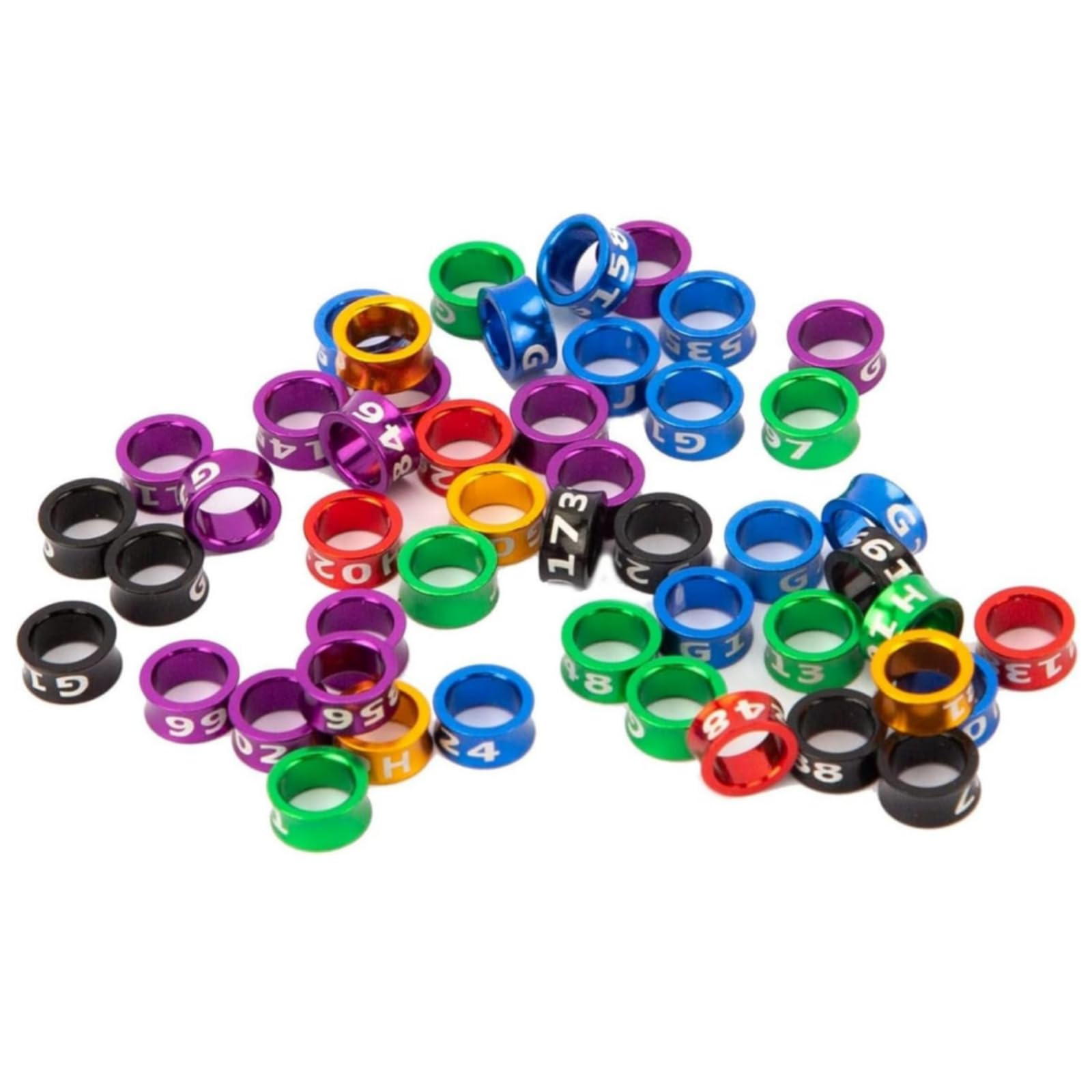 50 Anelli Aperti per Piedi a Forma di Uccello, per pappagalli, in Lega di Alluminio colorato(50pcs,8.0mm)