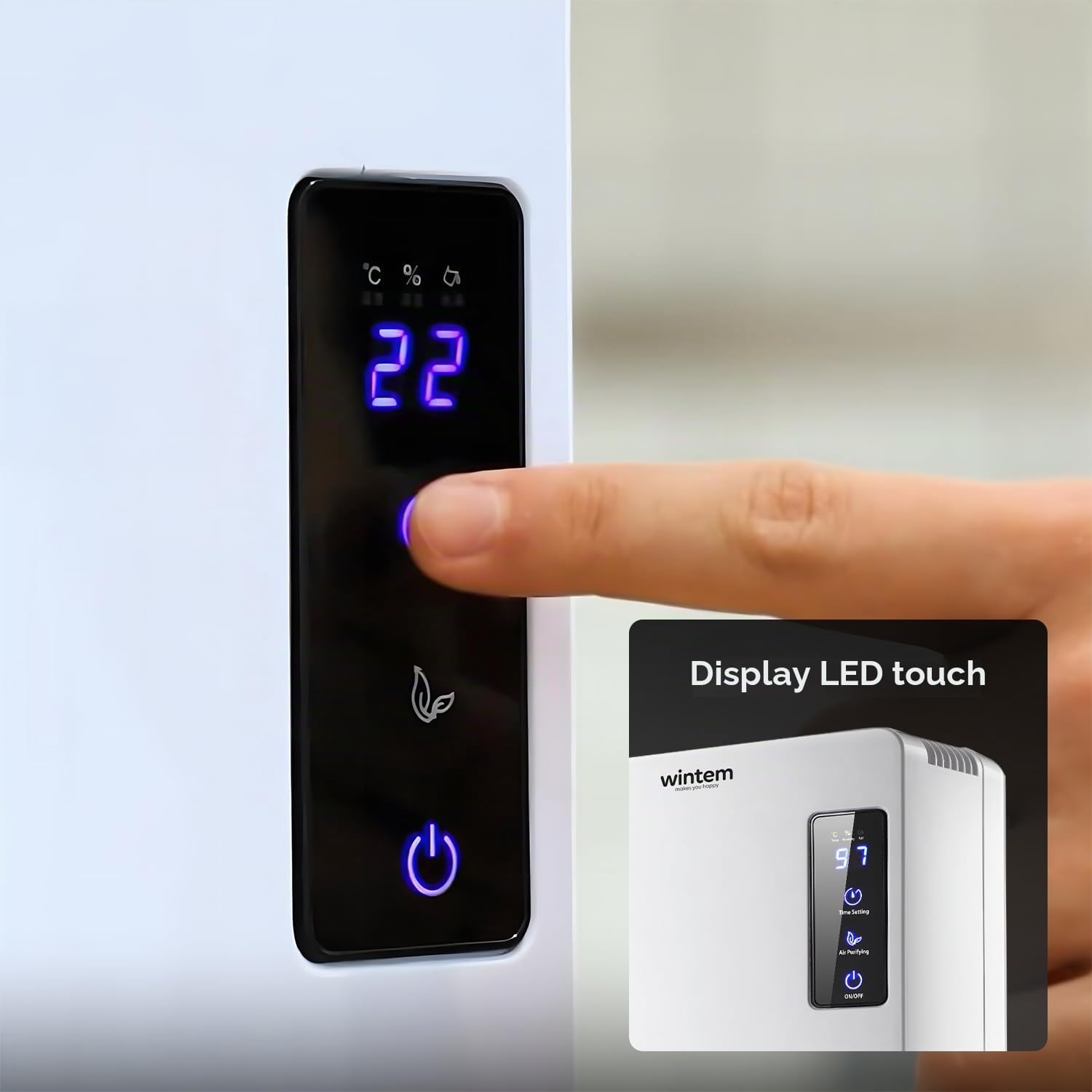 Avilia Deumidificatore Silenzioso e Compatto - Previene Muffa e Umidità - Assorbe Fino a 650ml di Umidità con Serbatoio di 2,2L - Sistema di Autospegnimento - Display LED Touch - 14x24x36cm