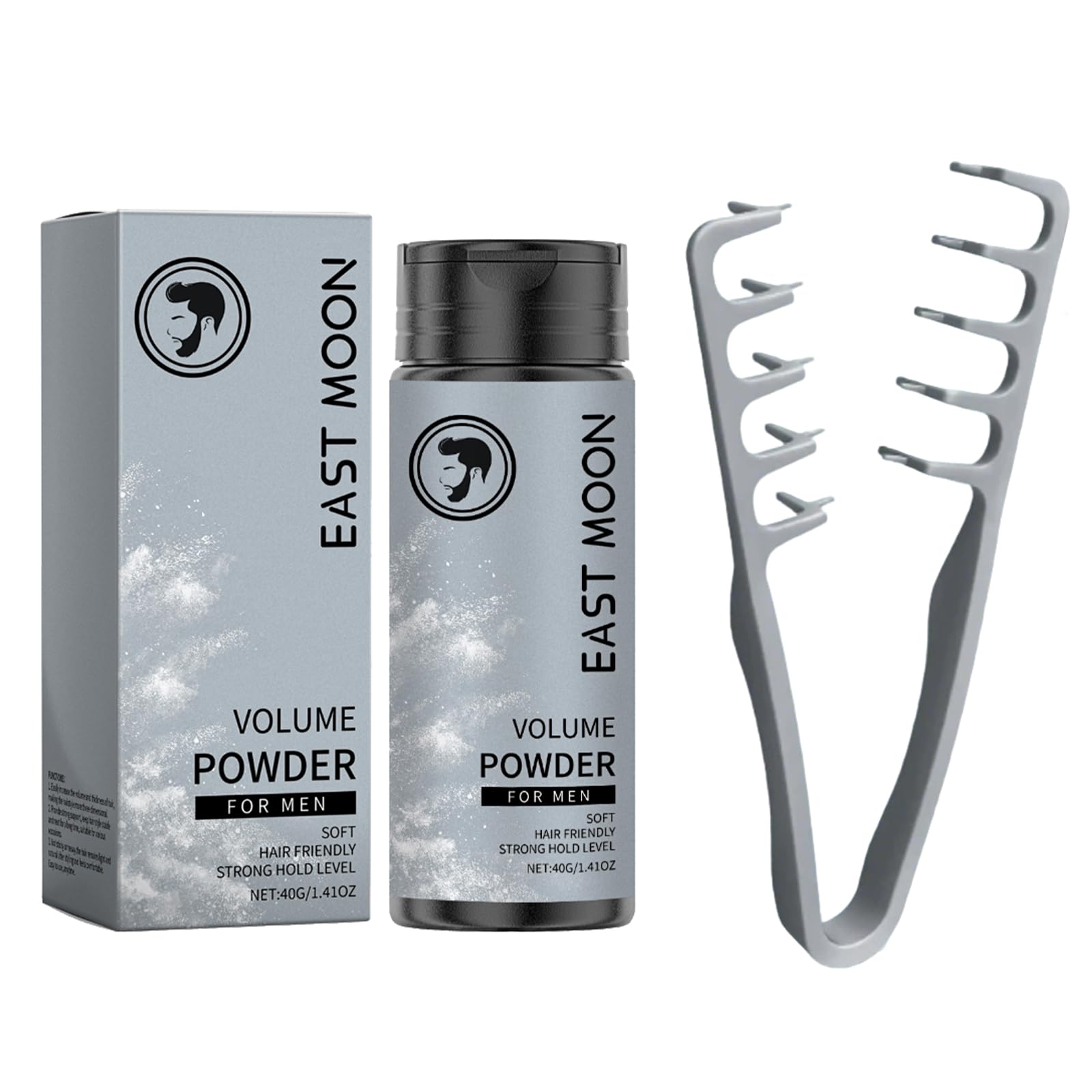 Polvere texturizzante per capelli maschili + Pettine texturizzante, Fluffy Hair Powder con effetto opaco, pettine per ricci, pettine per capelli a denti larghi volumizzante – Look naturale