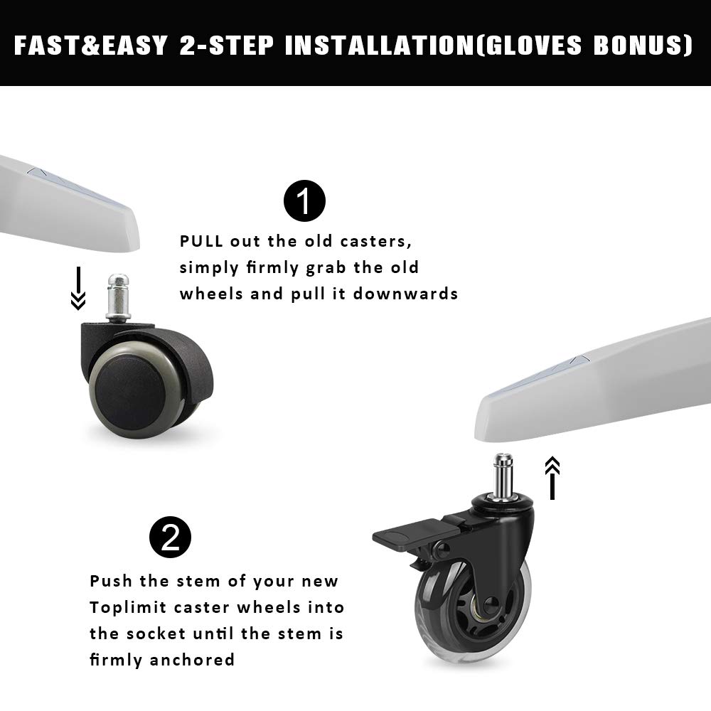 Buy Office Chair Caster Replacement Wheel for Hardwood Floor and Carpet