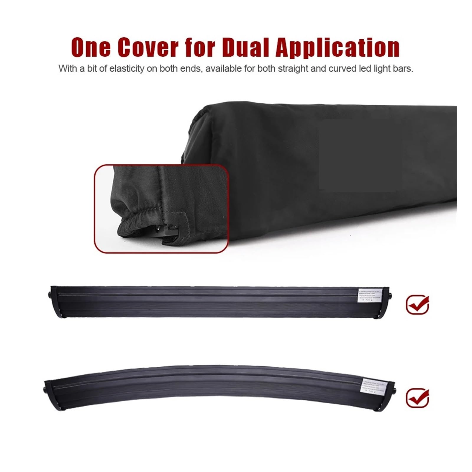 22 "32" 42 "52" Cubierta de Nailon de Ajuste Universal for Coche Barra de luz LED Curvada Recta Bolsa Protectora Premium for Engranajes(1pc 42 Inch Cover)