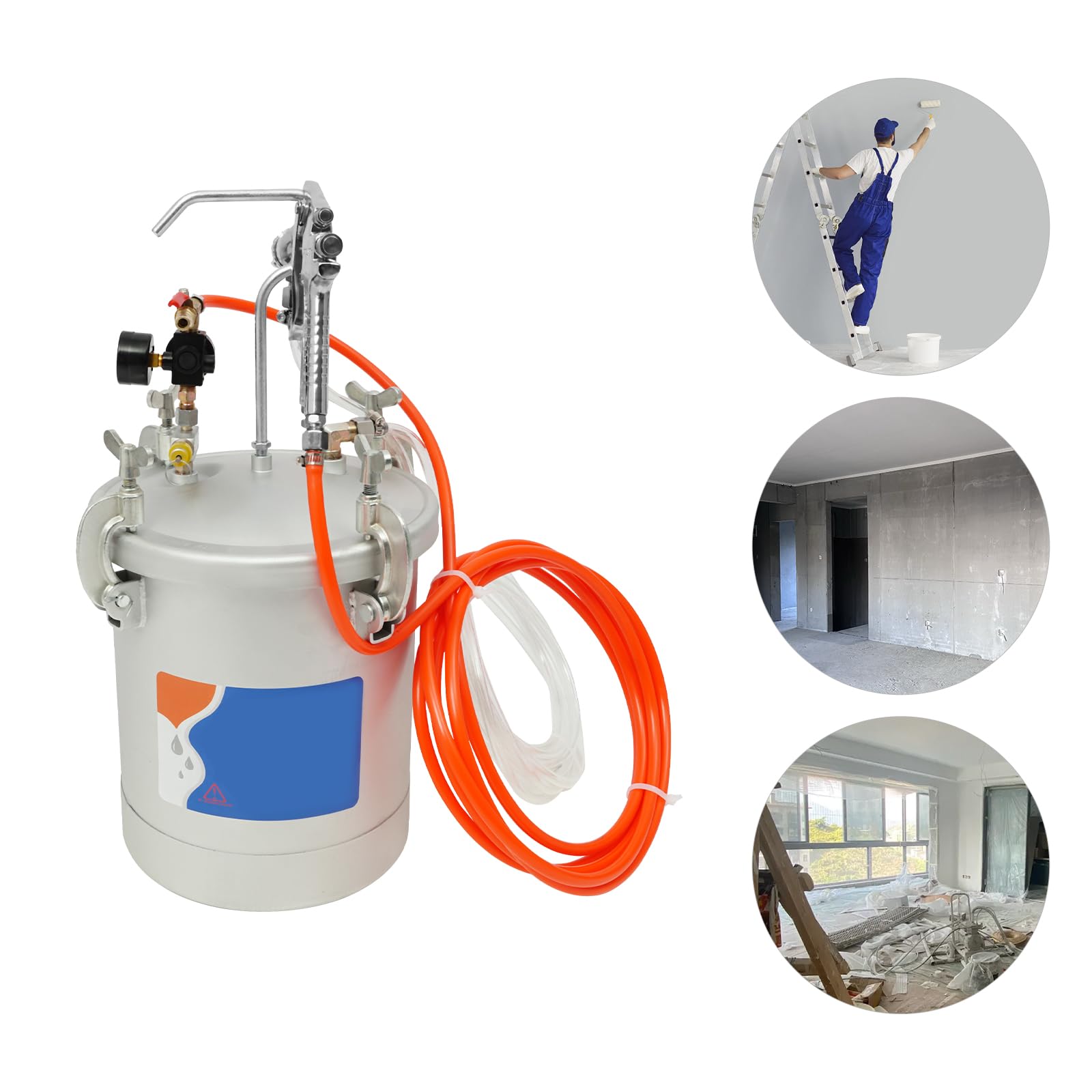 Depósito de pintura de aire comprimido, 10 l, con pistola pulverizadora, boquilla de 3,0 mm, para pared de coche, estructura de acero, pulverizador profesional de acero al carbono