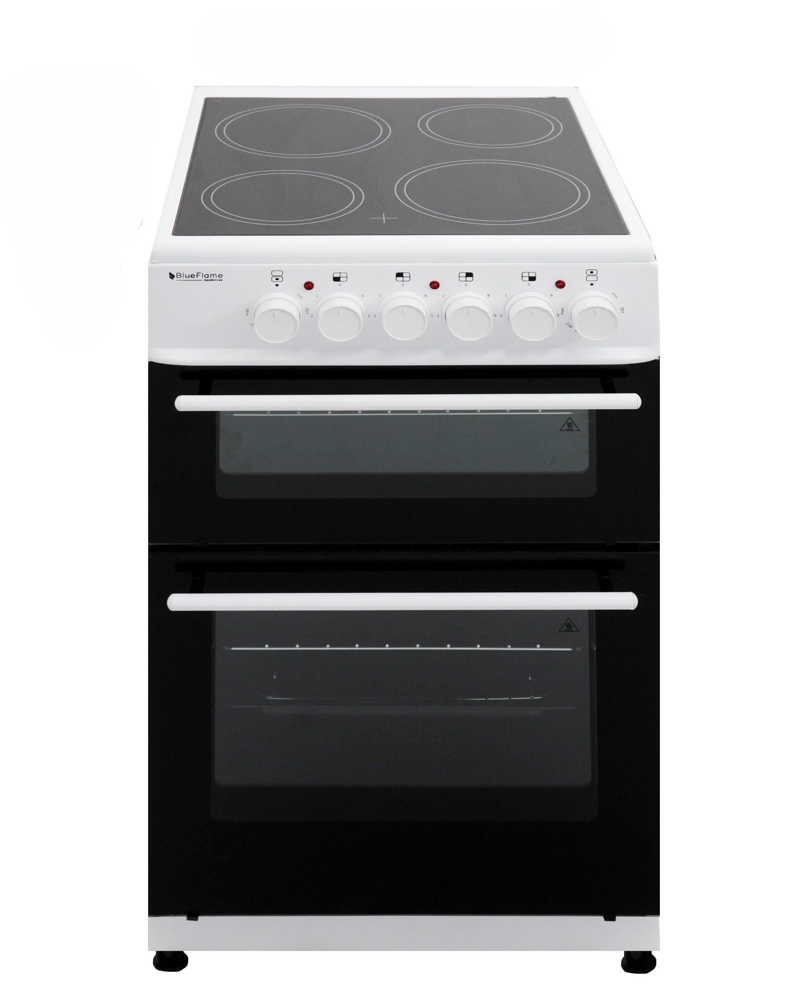 BlueFlame KCF 2200.50 SMF 50 cm VitroCeramic Freestanding Electric Cooker With Double Cavity Oven - Turbo Fan - White