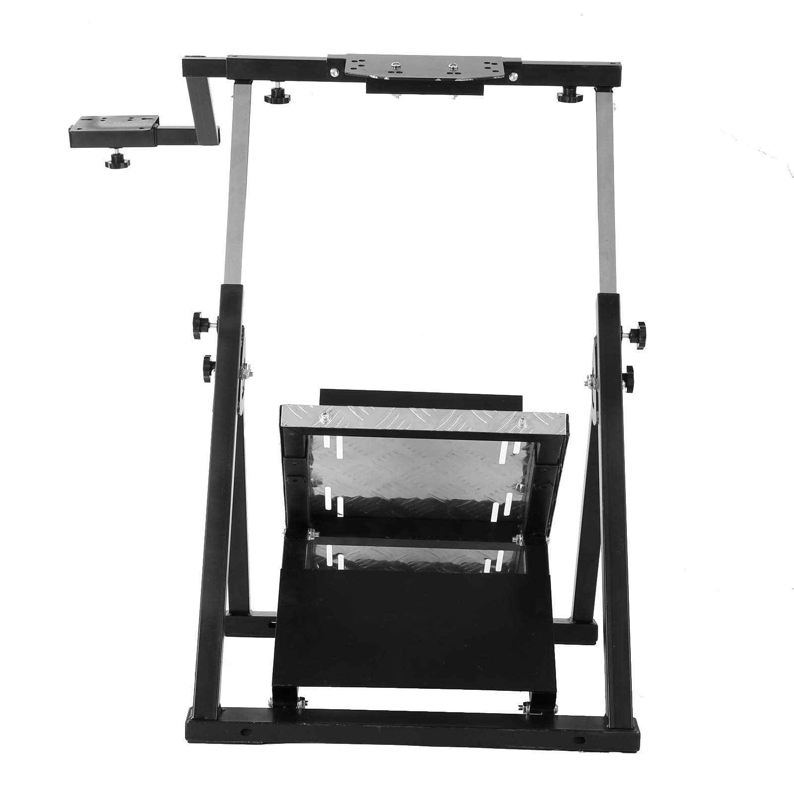 Ausla Supporto per Volante da Gioco di Corse Pieghevole Staffa di Supporto per Ruota in Acciaio Posizione del Pedale Regolabile Sinistro Destro 81 X 54 X 94 Cm per Giocatori di Sim Racing