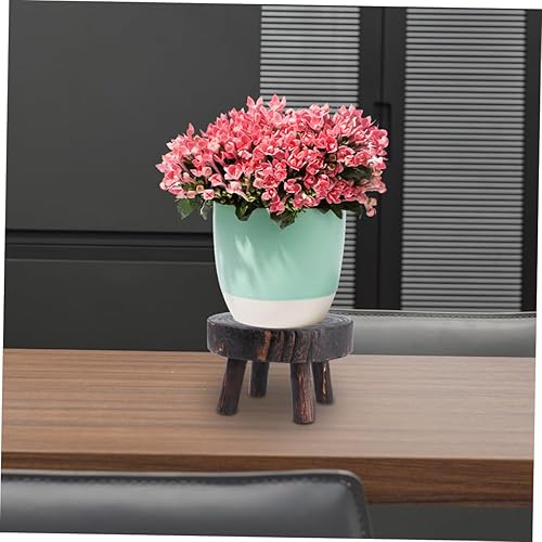 Miniatura 9 de GANAZONO Soporte para maceta de flores, taburete de tronco de árbol, soporte de pedestal de madera al aire libre, taburete para plantas, mini